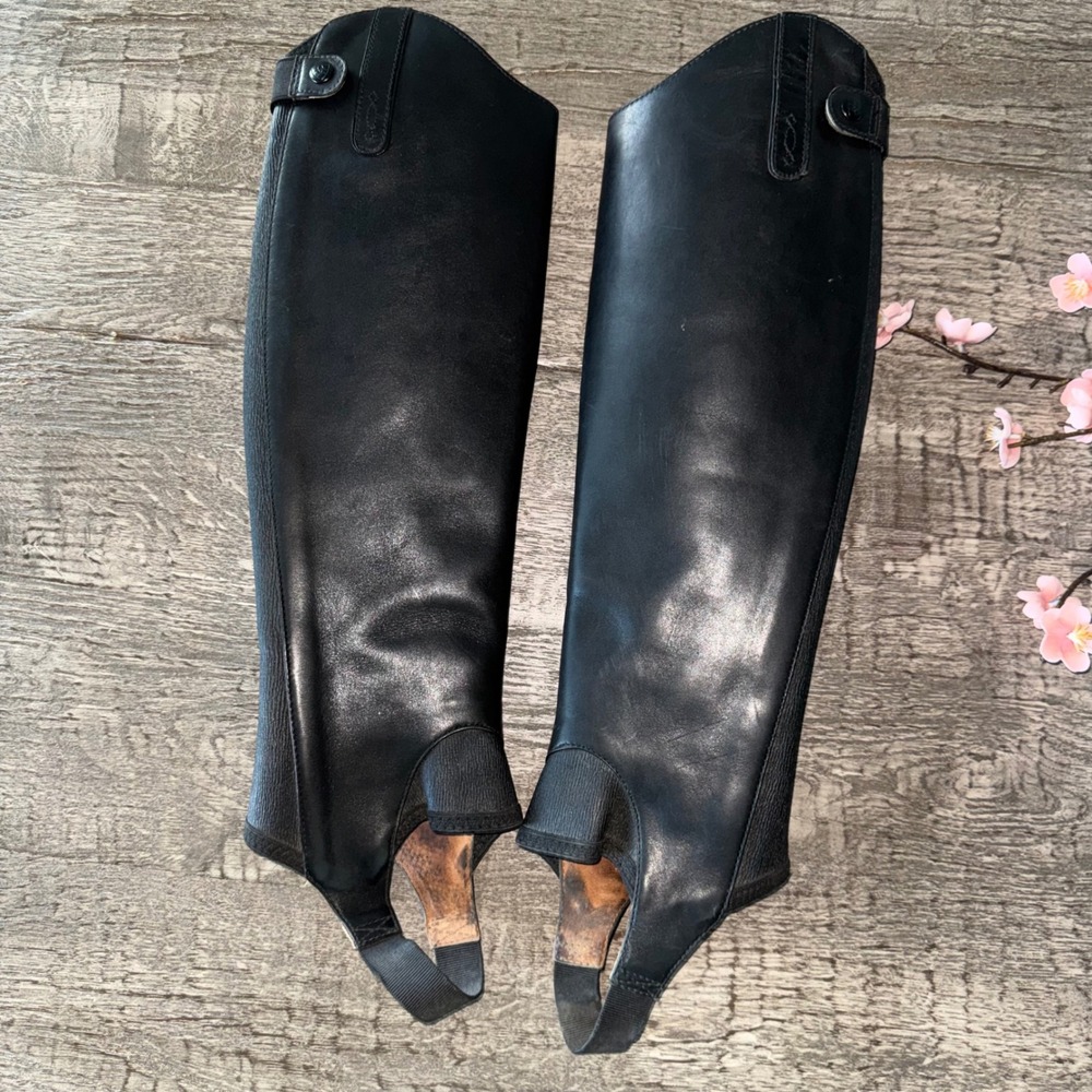 Ariat Covington Half Chaps Black Leather Equestrian Riding Size Small Tall ST
